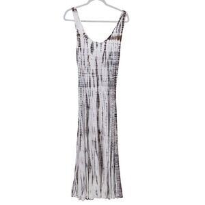 Eastern Serenity Brown White Tie Dye Lace Up Back Maxi Dress Womens Large L Boho